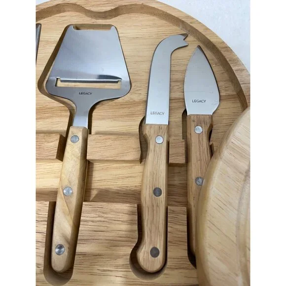 Legacy By Picnic Time Cheese Board & Knife Set With Wood Handles & Stainless Ste - Picture 5 of 6